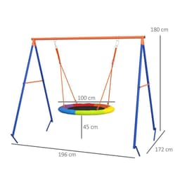 image-Outsunny Kids Swing Nest Swing Seat with A-Frame Structure for Outdoor Use