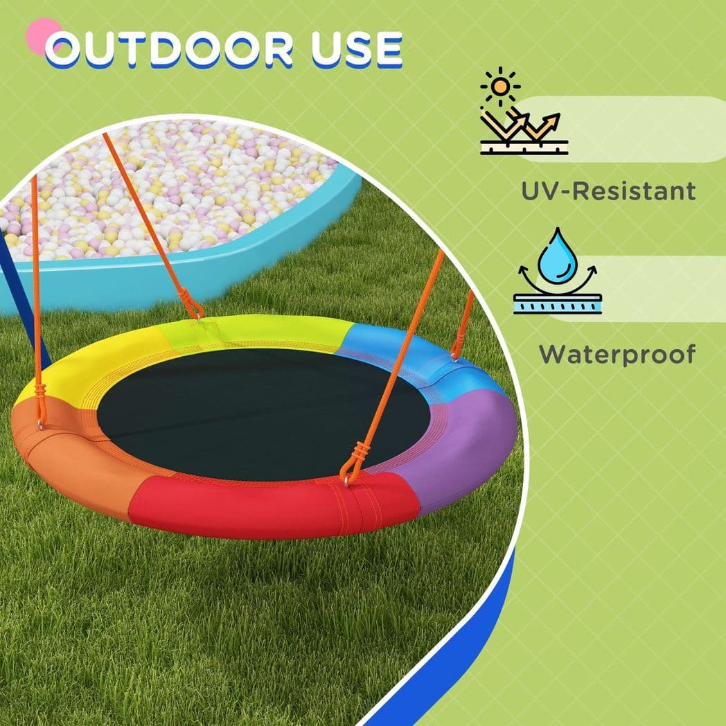 image-Outsunny Kids Swing Nest Swing Seat with A-Frame Structure for Outdoor Use