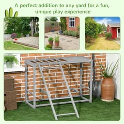image-PawHut Chicken Activity Play Chicken Coop with Swing Set for 3-4 Birds, Grey