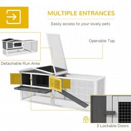 image-PawHut Rabbit Hutch and Run Outdoor w/ Sliding Tray Hay Rack Ramp, 156x58x68cm
