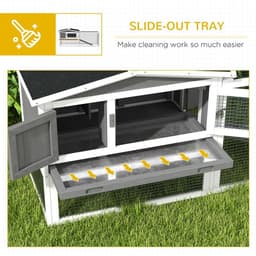 image-PawHut Rabbit Hutch and Run Outdoor w/ Sliding Tray Hay Rack Ramp, 156x58x68cm