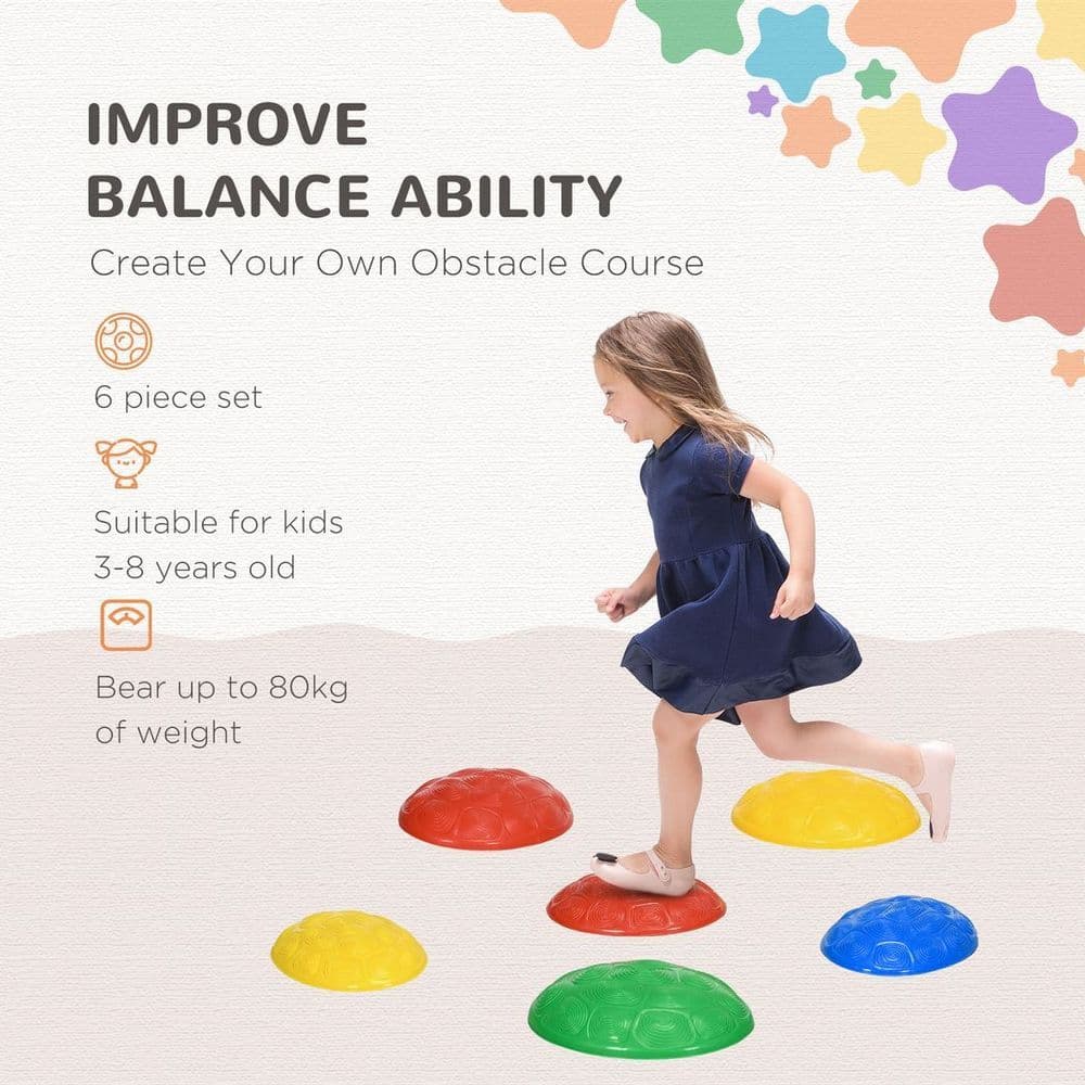 image-ZONEKIZ Balance River Stones w/ Non-Slip Mats for Ages 3-8 Years