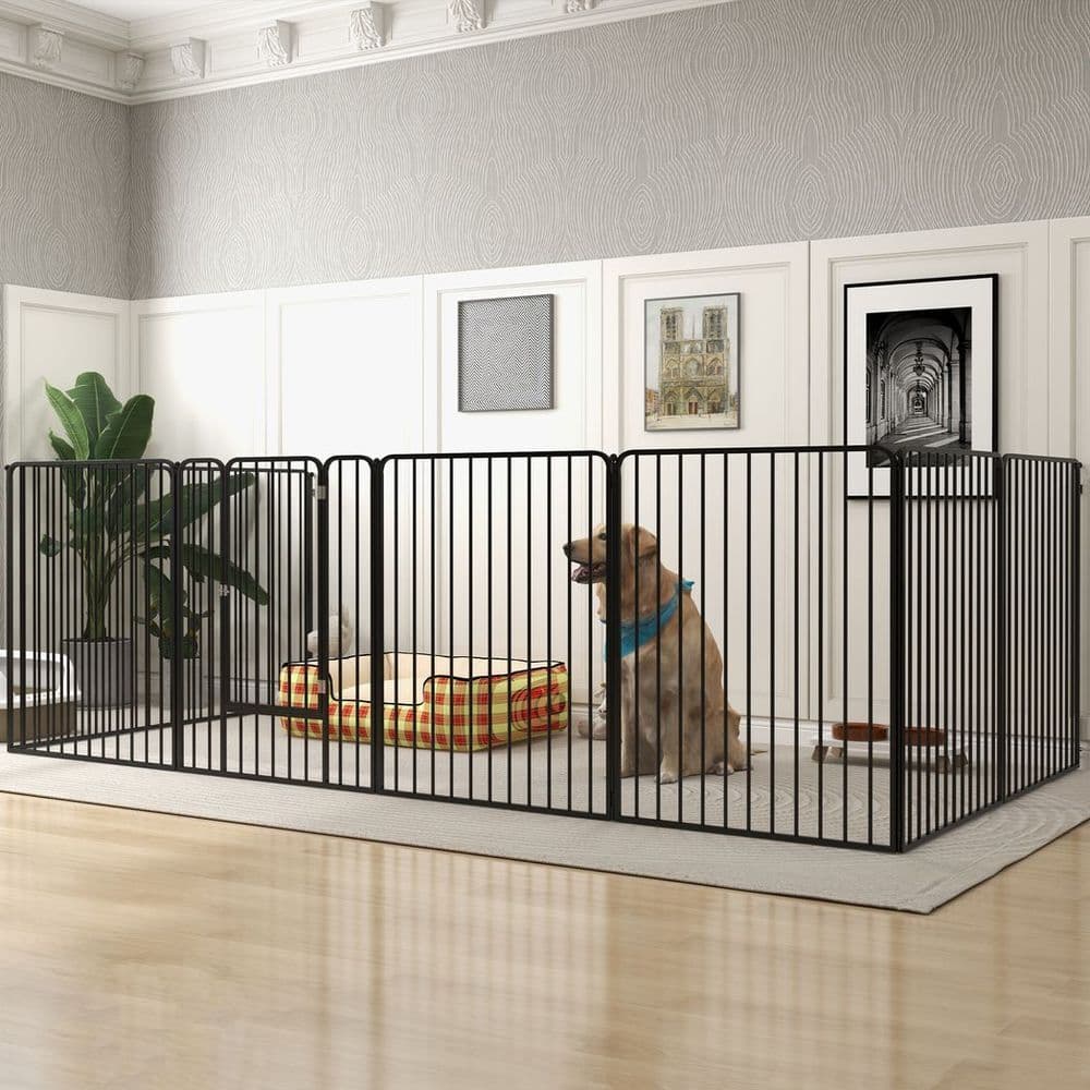 image-PawHut 100cm 8 Panels Heavy-Duty Dog Playpen for Small, Medium Dogs