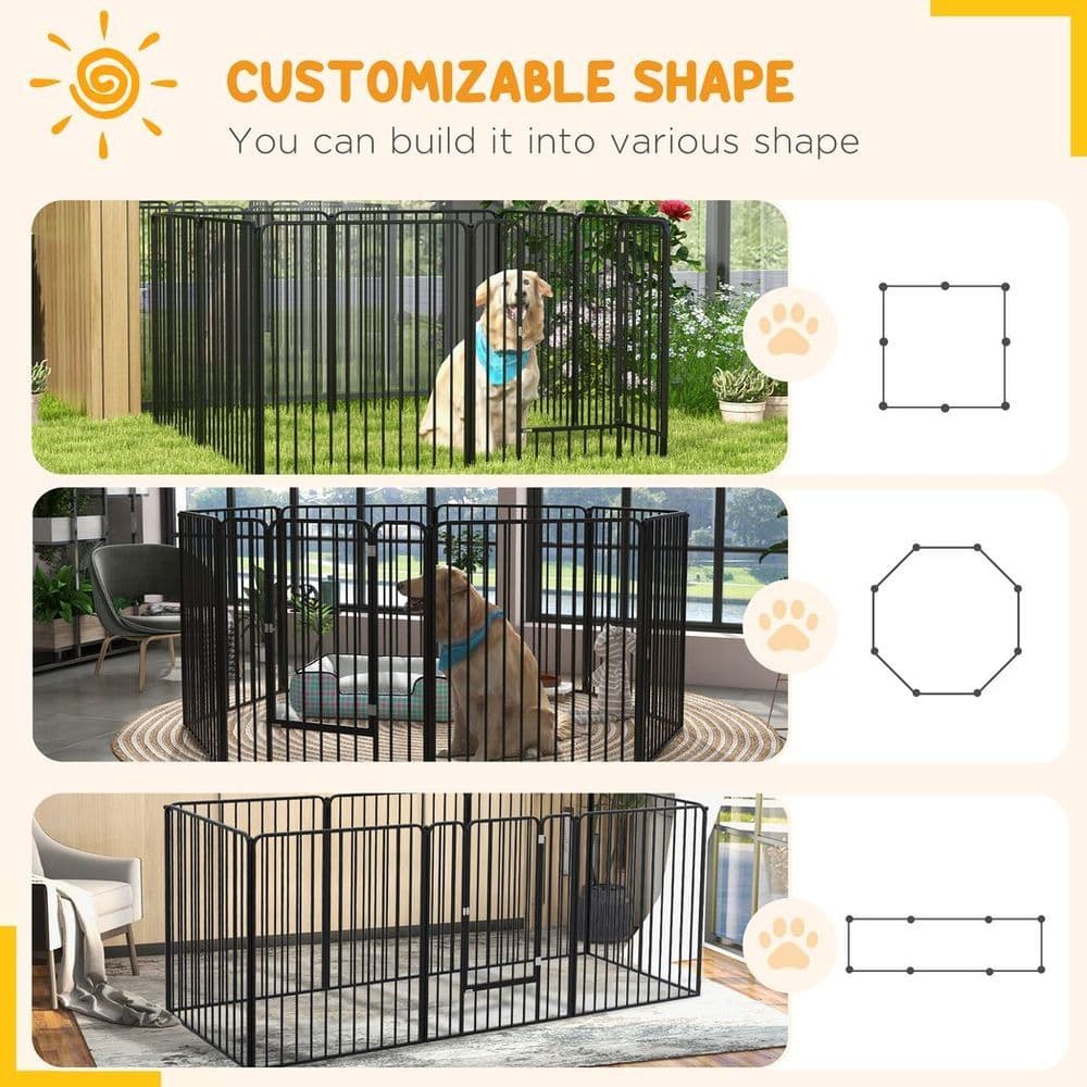 image-PawHut 100cm 8 Panels Heavy-Duty Dog Playpen for Small, Medium Dogs