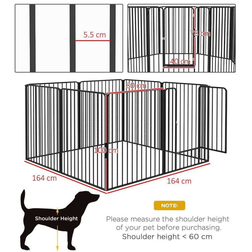 image-PawHut 100cm 8 Panels Heavy-Duty Dog Playpen for Small, Medium Dogs