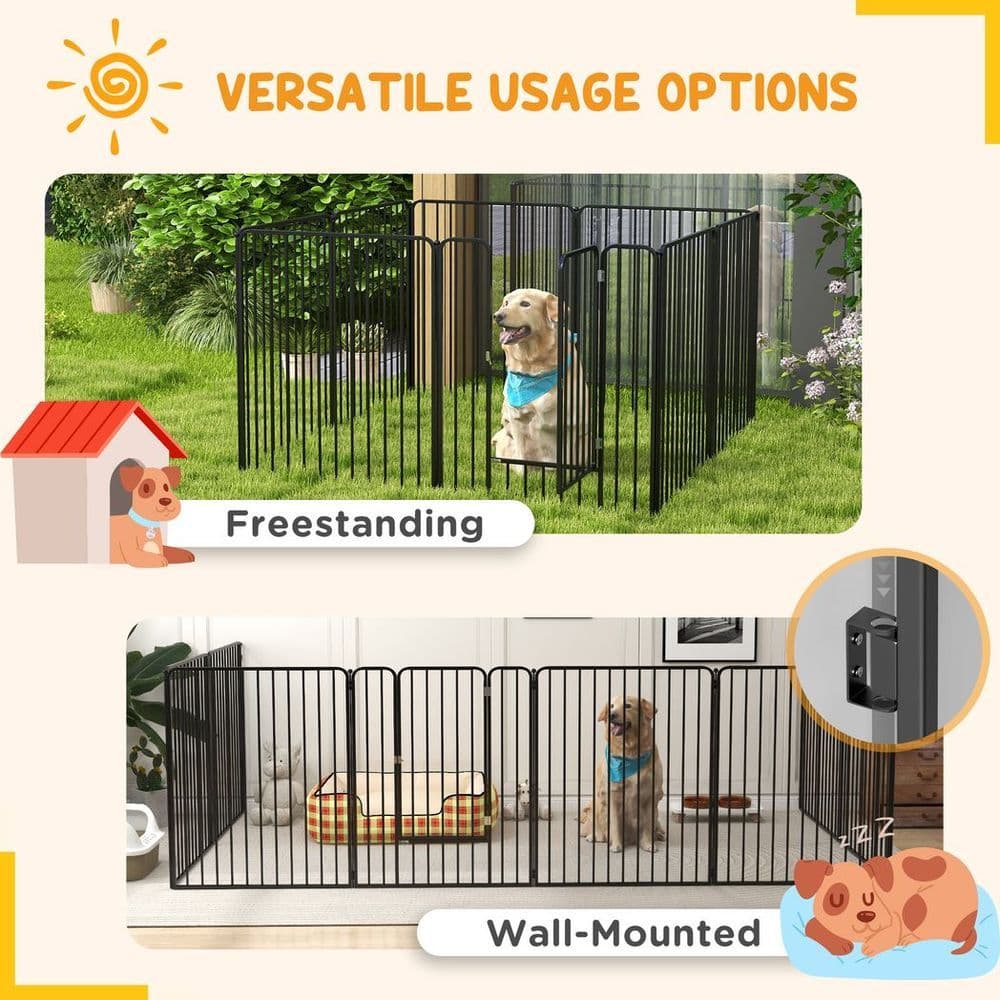 image-PawHut 100cm 8 Panels Heavy-Duty Dog Playpen for Small, Medium Dogs