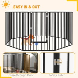 image-PawHut 100cm 8 Panels Heavy-Duty Dog Playpen for Small, Medium Dogs