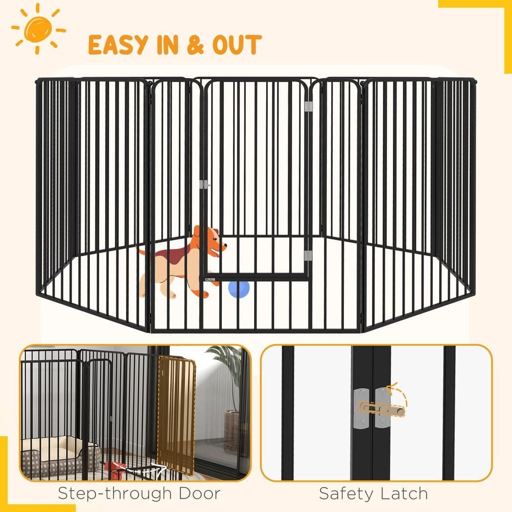 image-PawHut 100cm 8 Panels Heavy-Duty Dog Playpen for Small, Medium Dogs