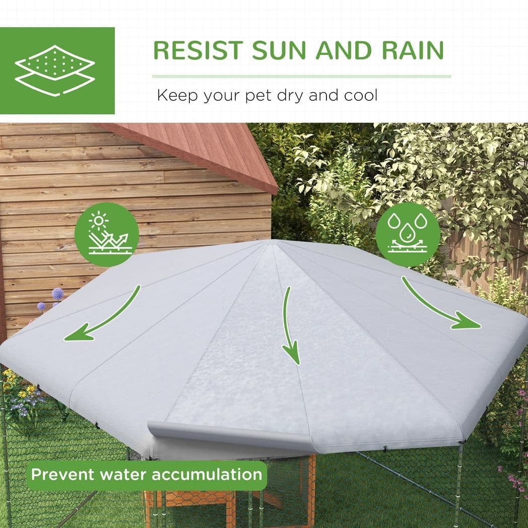 image-PawHut Walk in Chicken Run with Cover for 10-15 Chickens, Hens, Rabbits, Ducks