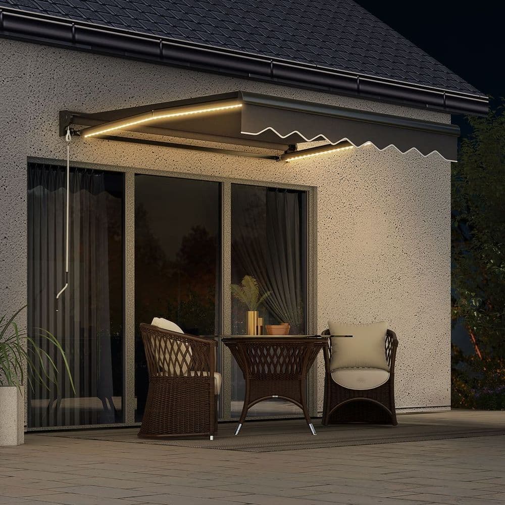 image-Outsunny 2.5 x 2m Electric Awning with LED Light, Sun Canopies for Patio