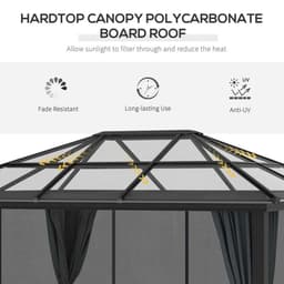 image-Outsunny 3 x 3.6m Aluminium Hardtop Gazebo Canopy with Polycarbonate Top