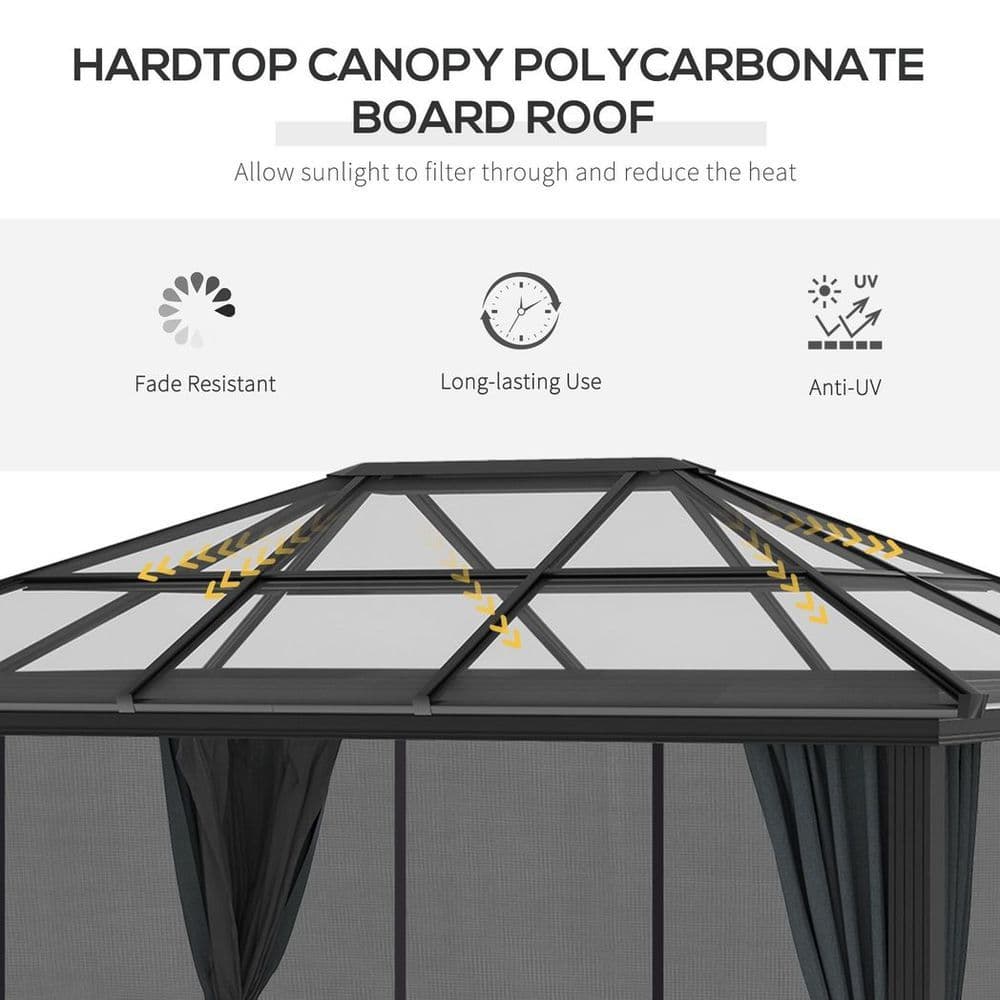 image-Outsunny 3 x 3.6m Aluminium Hardtop Gazebo Canopy with Polycarbonate Top