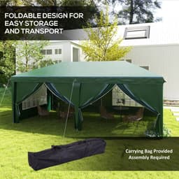 image-Outsunny 3 x 6m Pop Up Gazebo Party Tent Canopy Marquee with Storage Bag Green
