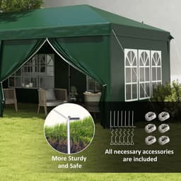image-Outsunny 3 x 6m Pop Up Gazebo Party Tent Canopy Marquee with Storage Bag Green