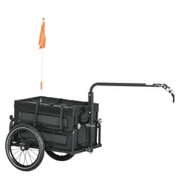 image-HOMCOM Bicycle Trailer with Foldable Storage Box and Pneumatic Tyres, Black