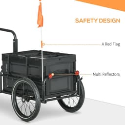 image-HOMCOM Bicycle Trailer with Foldable Storage Box and Pneumatic Tyres, Black