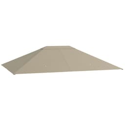 image-Outsunny 3 x 4m Gazebo Canopy Replacement Gazebo Roof Cover, Khaki