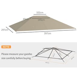 image-Outsunny 3 x 4m Gazebo Canopy Replacement Gazebo Roof Cover, Khaki