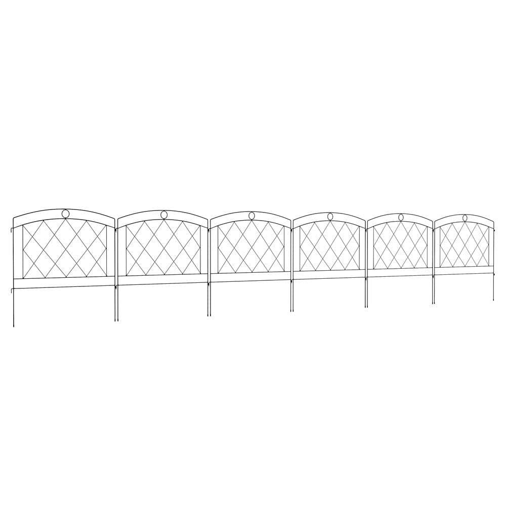 image-Outsunny 6PCs Decorative Garden Fencing 24in x 12ft Metal Border Edging