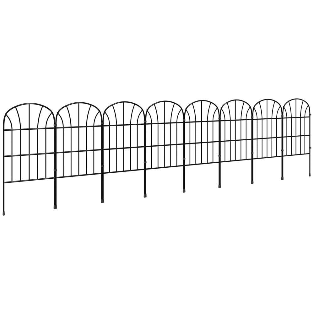 image-Outsunny 8PCs Decorative Garden Fencing 24in x 8.7ft Metal Border Edging