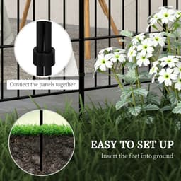 image-Outsunny 8PCs Decorative Garden Fencing 24in x 8.7ft Metal Border Edging