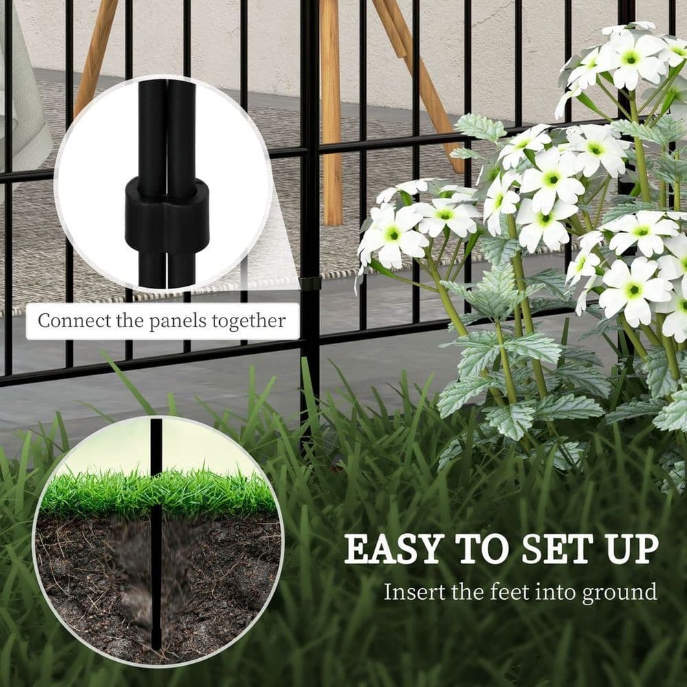 image-Outsunny 8PCs Decorative Garden Fencing 24in x 8.7ft Metal Border Edging