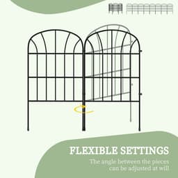 image-Outsunny 8PCs Decorative Garden Fencing 24in x 8.7ft Metal Border Edging