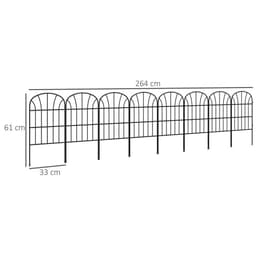 image-Outsunny 8PCs Decorative Garden Fencing 24in x 8.7ft Metal Border Edging