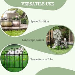 image-Outsunny 8PCs Decorative Garden Fencing 24in x 8.7ft Metal Border Edging