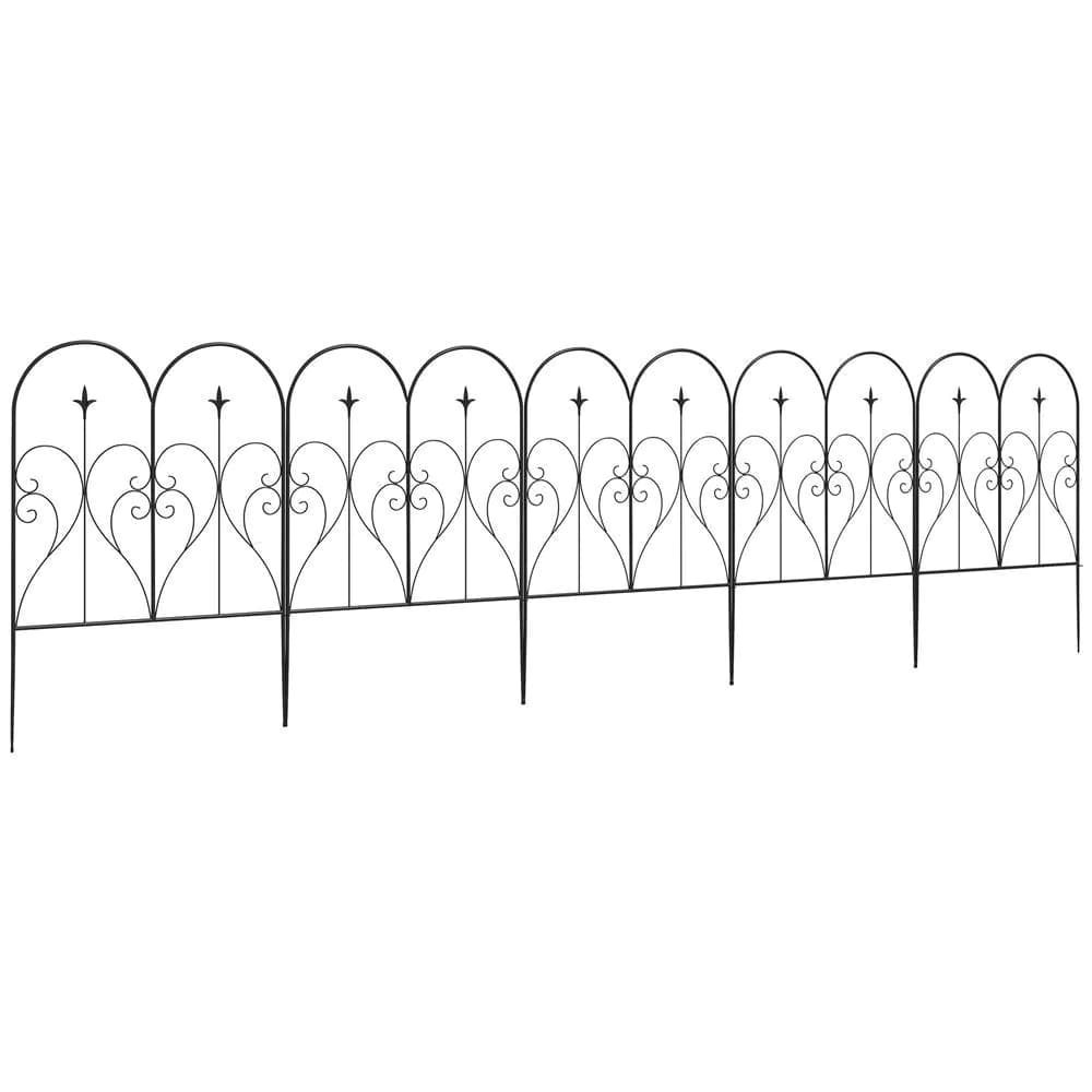 image-Outsunny 5PCs Decorative Garden Fencing 32in x 10ft Metal Border Edging
