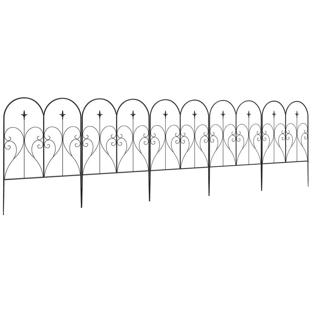 image-Outsunny 5PCs Decorative Garden Fencing 32in x 10ft Metal Border Edging