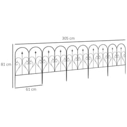 image-Outsunny 5PCs Decorative Garden Fencing 32in x 10ft Metal Border Edging