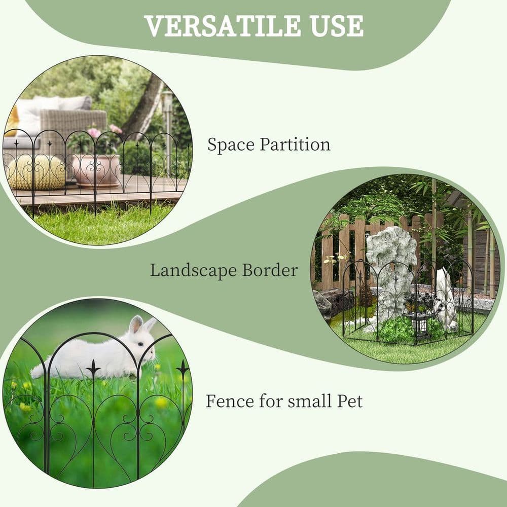 image-Outsunny 5PCs Decorative Garden Fencing 32in x 10ft Metal Border Edging