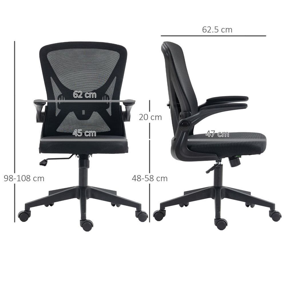 image-Vinsetto Mesh Office Chair Computer Chair with Lumbar Support, Swivel Wheels