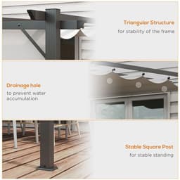 image-Outsunny 3x3(m) Pergola Gazebo Sun Shade Shelter Aluminium Garden Canopy, Grey