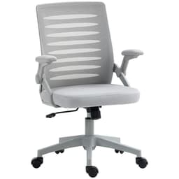 image-Vinsetto Mesh Office Chair Home Swivel Task Chair w/ Lumbar Support, Arm, Grey
