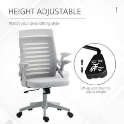 image-Vinsetto Mesh Office Chair Home Swivel Task Chair w/ Lumbar Support, Arm, Grey