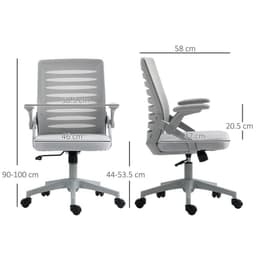 image-Vinsetto Mesh Office Chair Home Swivel Task Chair w/ Lumbar Support, Arm, Grey