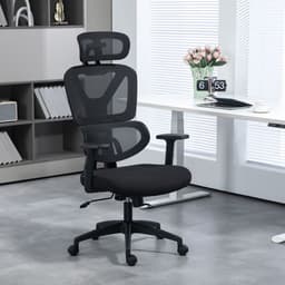 image-Vinsetto Mesh Office Chair Swivel Desk Chair w/ Adjustable Height Headrest Black