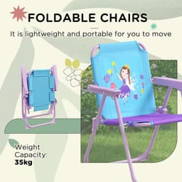image-Outsunny Kids Bistro Table and Chair Set with Fairy Theme, Adjustable Parasol