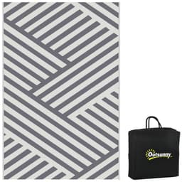 image-Outsunny Reversible Waterproof Outdoor Rug with Carry Bag, 182 x 274cm, Grey
