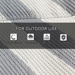 image-Outsunny Reversible Waterproof Outdoor Rug with Carry Bag, 182 x 274cm, Grey