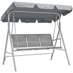 image-Outsunny Metal Swing Chair Garden Hammock 3 Seater Patio Bench with Canopy, Grey