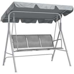 image-Outsunny Metal Swing Chair Garden Hammock 3 Seater Patio Bench with Canopy, Grey