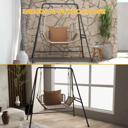 image-Outsunny Hammock Chair Stand Metal Frame Hammock Stand Only, Black