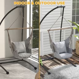 image-Outsunny Hammock Chair Stand with Metal Frame C Shape Hammock Stand Only, Black