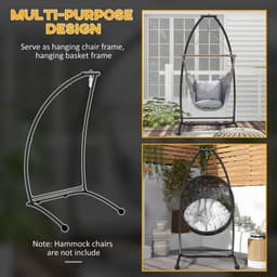 image-Outsunny Hammock Chair Stand with Metal Frame C Shape Hammock Stand Only, Black