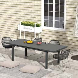 image-Outsunny Extending Garden Table Outdoor for 6-8 People, Aluminium Frame