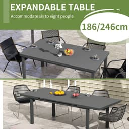 image-Outsunny Extending Garden Table Outdoor for 6-8 People, Aluminium Frame