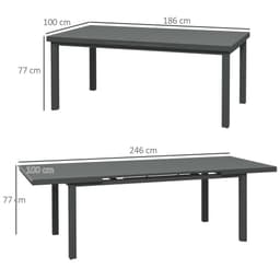 image-Outsunny Extending Garden Table Outdoor for 6-8 People, Aluminium Frame
